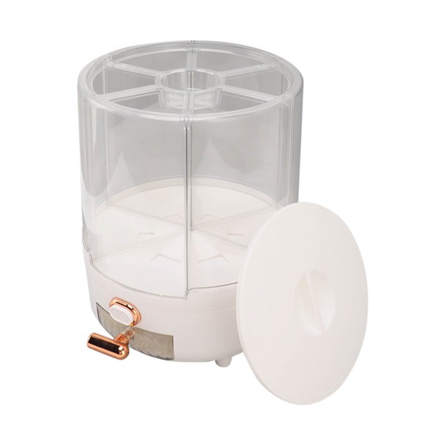 9.9-14.3Lbs Rice Dispenser, 6 Grid Kitchen Food Storage Container 360 Rotation Dry Food Dispenser With Measuring Cup, Cereal Dispenser Pantry Organization Grain Storage For Snack