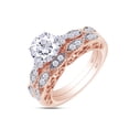 thumbnail image 3 of 1.5ct Center 7.5mm G-H-I Color Round Cut Vintage/Antique Lab Created Moissanite Engagement Ring Bridal Set In 14K Rose Gold Over Sterling Silver For Women Size-9.5, 3 of 5