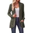 thumbnail image 1 of Cárdigan para Mujer, Suéter de Larga con Abertura Frontal y Bolsillos para Otoño e Invierno. Verde Oliva XL, 1 of 8