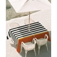 thumbnail image 2 of 60x120 Inch Outdoor Tablecloth with Umbrella Hole Zipper Rectangle Country Black Stripes Rectangular Tablecloths Waterproof Geometric Farmhouse Horizontal Striped Patio Table Cloth Cover for Picnic, 2 of 8