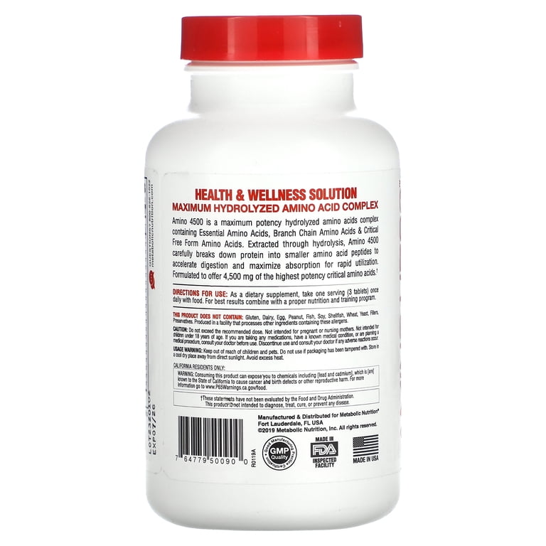 Metabolic Nutrition Amino 4500, Hydrolyzed Amino Acid Metabolic Nutrition Amino 4500, Hydrolyzed Amino Acid