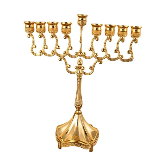 yuksok 9 Branches Candle Holder Candelabrum Tabletop Candle Stands Hanukkah Menorah for Aureate