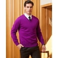 thumbnail image 6 of Kallspin Men's V Neck Sweater Cotton Relaxed Fit Long Sleeve Knit Lightweight Pullover(Purple,Small), 6 of 9