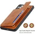 thumbnail image 4 of Compatible with iPhone 14 Pro Luxury PU Leather Case with Card Holder,Cash Slots,Stand Function Back Wallet Case Flip Wrist Strap Double Magnetic Clasp Case for iPhone 14 Pro 6.1",Khaki, 4 of 7