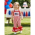 thumbnail image 4 of BemeyourBBs Toddler Baby Girl 4th of July Outfit Infant Baby Girl Independent Days Clothes Patriotic American Flag Overalls Romper Sleeveless Layered Flare Pants Jumpsuit Toddler Girl Summer Outfit, 4 of 7