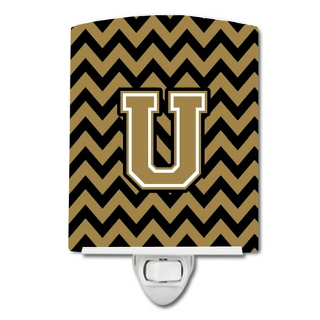 

Caroline s Treasures CJ1050-UCNL Letter U Chevron Black and Gold Ceramic Night Light 6x4x3 multicolor