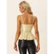 thumbnail image 3 of Top de tirantes de lentejuelas para mujer con tirantes finos, cuello en V, volantes brillantes, peplum top Oro XS, 3 of 5