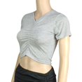 thumbnail image 4 of Women's Summer Causal Short Sleeve Blouse Round Neck Crop Tops Trendy Twist Front Tee T-Shirt Cute Petite Y2K Tees, 4 of 4