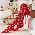 thumbnail image 5 of IWRICH Thigh High Socks for Women Cable Knit over the Knee Boot Socks Long Warm Leg Warmers Winter Red, 5 of 6