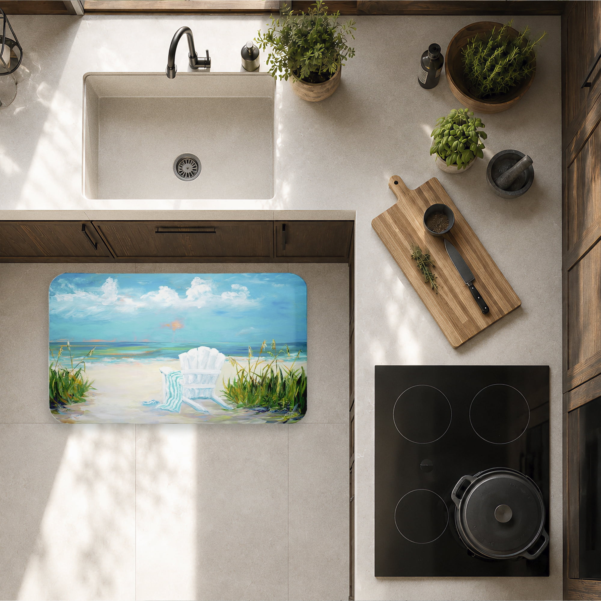 Stupell Industries Sunny Beach Scene Relaxation Printed Anti-Fatigue Floor Mat, design by Julie DeRice