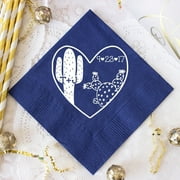 50pcs Custom name Cocktail Napkins，personalized Cactus Wedding Napkins - Cocktail Napkins - Desert Wedding Napkins - Engagement Party - Printed Bar Napkin,Party napkins for reception disposable 5"x5"