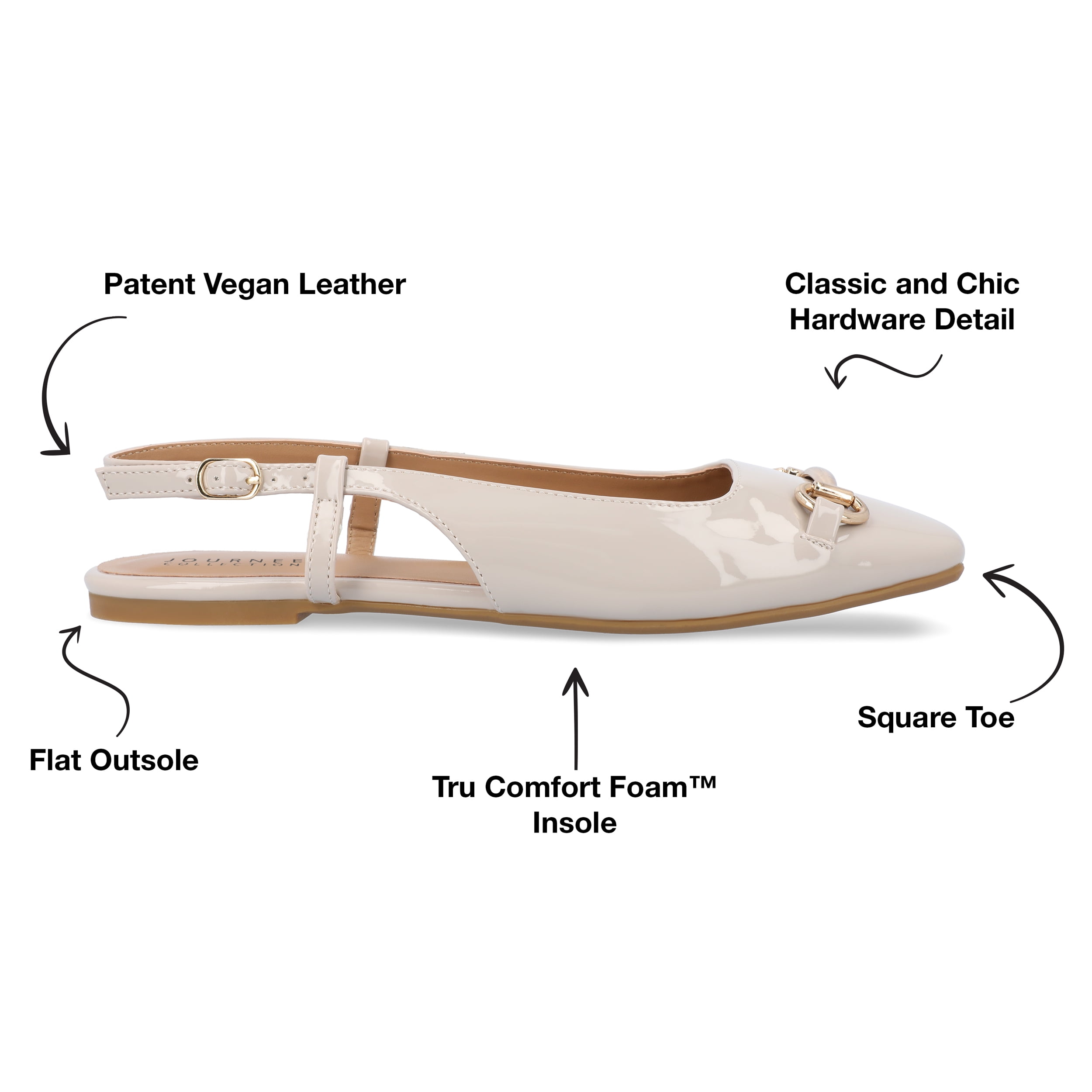 Journee Collection Womens Ceecy Tru Comfort Foam Sling Back Buckle Square Toe Flats