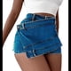 thumbnail image 1 of Falda Pantalón Vaquera para Mujer, Sexy, de Cintura Alta, Asimétrica, Corta y Minifalda. Azul Oscuro M, 1 of 7