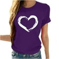 thumbnail image 2 of Babysbule Women's Tops Women Short Sleeves Crewneck Heart-shaped Print Casual Tops Blouse T-shirt, 2 of 3