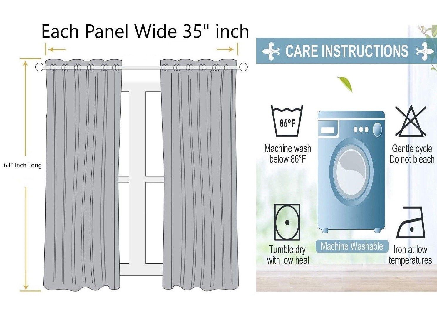 NOA Blackout Thick Short Window Curtain Treatment Drapes Grommets Full Light Sun Blocking Brick Color , 63" Length 2 Panels For Kitchen Home Décor