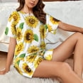 thumbnail image 6 of Womens Pajama Sets With Pocket, Sunflowers cute white Lounge Sets Short Sleeve Sleepwear PJ Sets for Women, 6 of 6