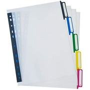 A4 Plastic Binder Index Tab Dividers, Reinforced 11 Hole Design Fits Most Sizes of Ring Binder, 5 Multi-Color Tabs (8