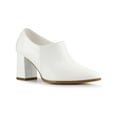 thumbnail image 1 of BLISSFUL STEP Women's Ankle Boots Chunky Heel Side Zipper Faux Leather Rubber Outsole Boots White 5.5, 1 of 7