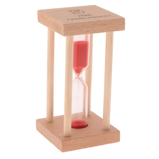 Hermoso reloj de arena de 5 minutos, temporizador de cepillo de dientes de vidrio, temporizador de té, temporizador de huevos para rojo