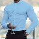 thumbnail image 3 of Camisa Slim Fit Hombre Manga Larga Casual Cuello Mao Lisa, 3 of 4