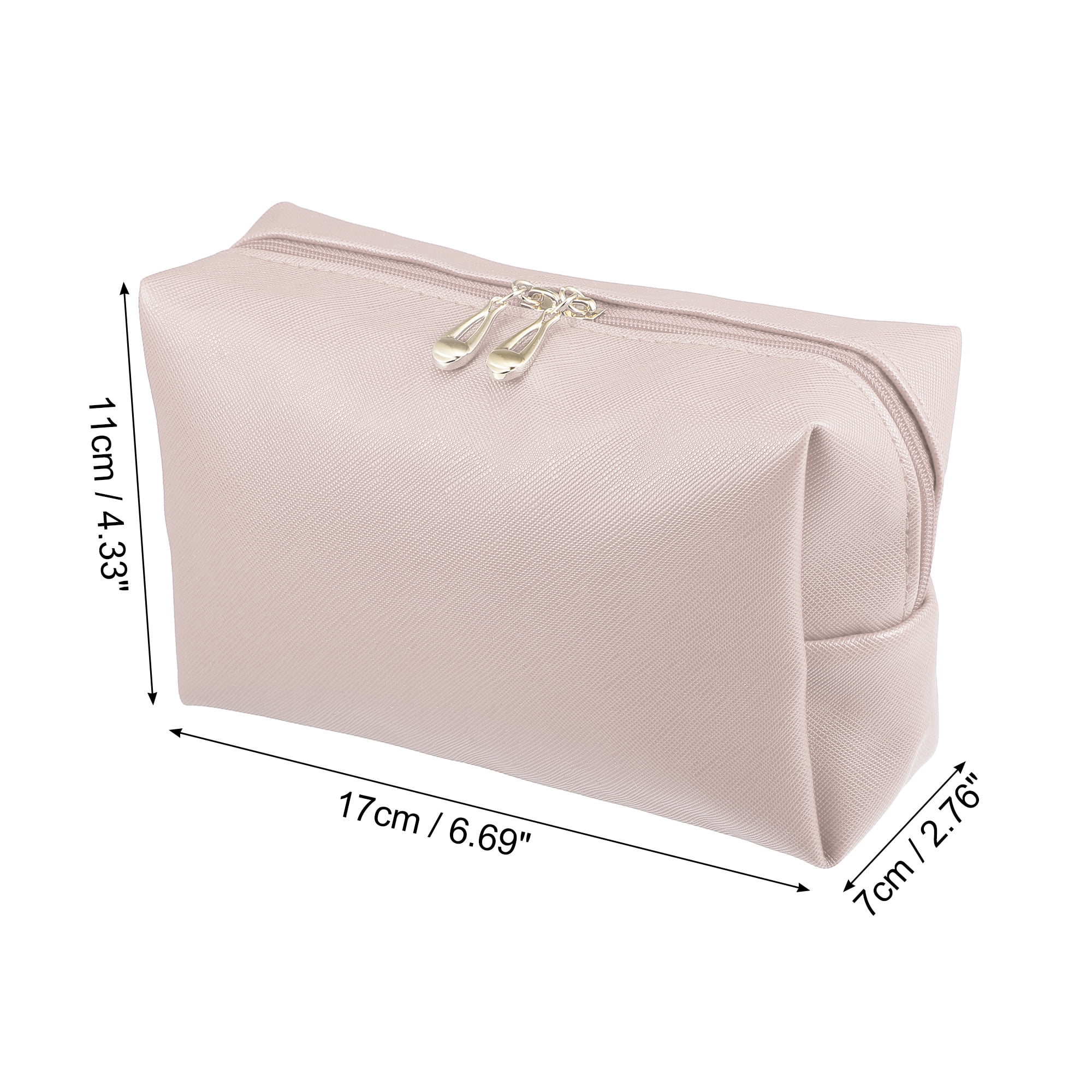 Unique Bargains Floral Makeup Bag Zipper Flower Cosmetic Pouch Gold Pink