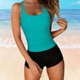 thumbnail image 5 of HVOBTTY Summer Women's 2 Piece Bikini Swimsuit Set Period Use Solid Color Round Neck Built In Pad Wireless Beach Pool Bathing Suits, 5 of 5