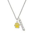 thumbnail image 1 of Delight Jewelry Silvertone Medium Translucent Yellow Paw Silvertone Be Strong and Courageous Bar Charm Necklace, 23", 1 of 4