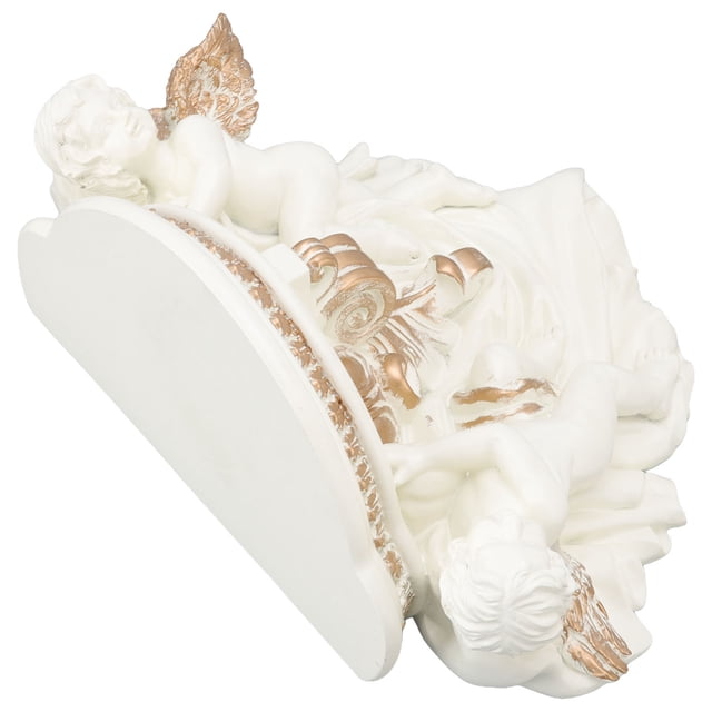 Angel Wall Shelf, Stable Decoration Rack Exquisite Resin Beautiful For Bedroom Beige Gold