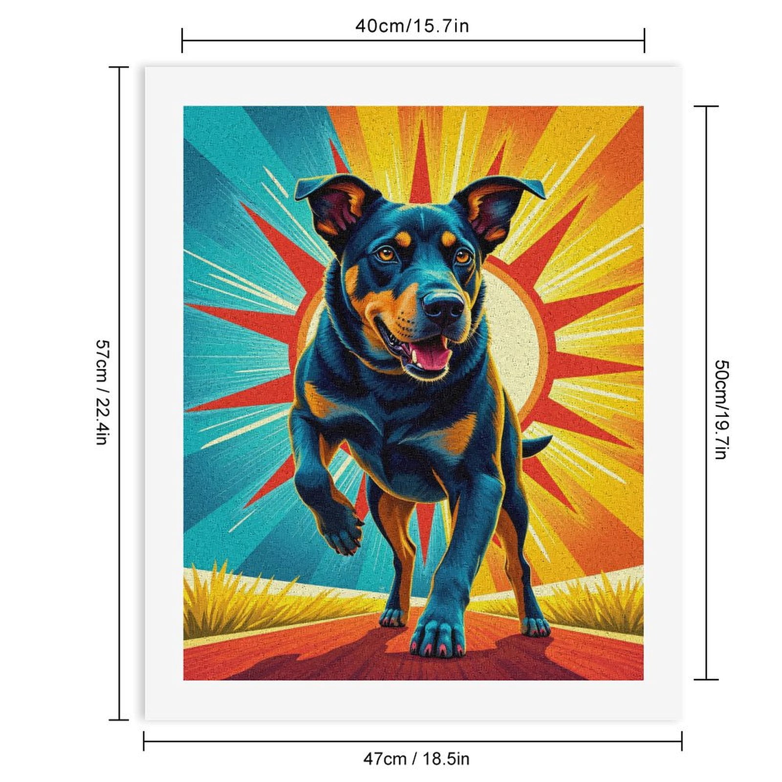 Paint By Numbers Kit for Adults Beginner - DIY Bright Energetic Dog Sunburst Art Canvas Painting Kits for Adults, Frameless Paint By Number for Adults for Home Wall Decor 16x20 Inch