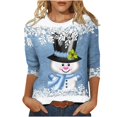 thumbnail image 2 of Xihbxyly Blouses à Manches 3/4 pour Femmes T-shirt Imprimé Mode Féminine Blouse à Manches 3/4 Col Rond Hauts Décontractés Offres de Vacances, 2 of 4