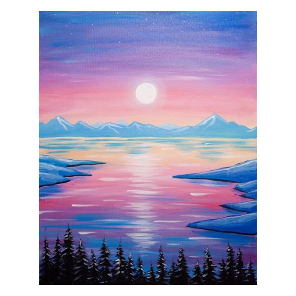 Acrylic Painting By Numbers DIY Clear Lake Drawing Hand Painted Wall Craft 