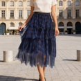 thumbnail image 2 of Arlun Lace Plaid Skirts for Women Irregular Mesh Cake Skirt with Layered Lightweight Flowy Knee Length A Line Skirts Ladies Fashion Streetwear Blue One Size, 2 of 6