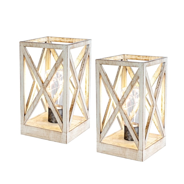 WINGBO 2 Pack Retro Battery Powered Table Lamps, Battery Operated Cordless Lamp Set, Portable Nightlight Decorative Light for Liv