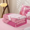 thumbnail image 5 of Manfei Pastel Cat Silhouette Zipper Twin Comforter Sets with Fitted Sheet and 2 Pillowcases, Grid Lattice Zipper Bedding Set, Pink White, Pink Reversible, 4pcs, 5 of 7