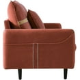 thumbnail image 6 of Loveseat Sofa, Mid-Century Love Seat with Solid Wood Frame & Leathaire, Small Couches for Small Spaces, Love Seats Furniture for Bedroom, Apartment, Living Room, Office, 2 Pillows Include, Orange, 6 of 8