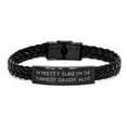 thumbnail image 1 of amangny Funny Daddy Gifts, I'm Pretty Sure I'm The Funniest Daddy Alive, Daddy Braided Leather Bracelet from Son, 1 of 1