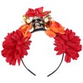 thumbnail image 1 of KAKOWELY Diadema de Halloween para el Día de los Muertos, diadema de esqueleto con flores artificiales para cosplay, accesorio para el cabello para fiesta de Halloween para mujer, 1 of 5