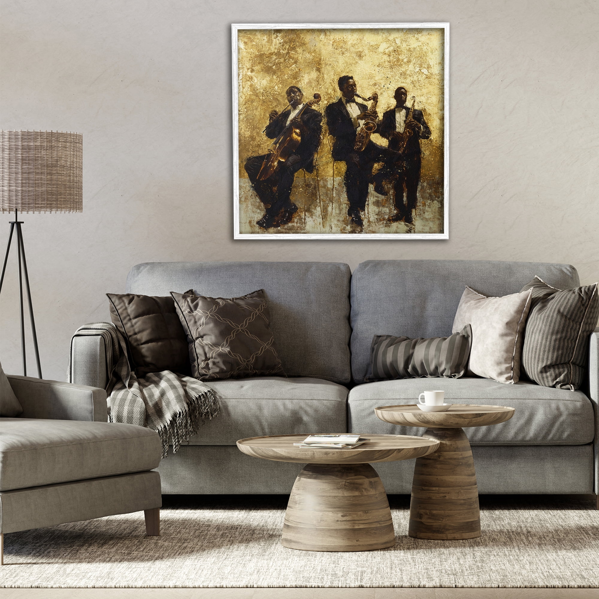 Golden Era Musicians Abstraction White Framed Giclee Art, design by Marta Wiley