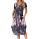 thumbnail image 1 of INSPIRAR CHIC Camisón de Mujer con Cuello en V, Manga Corta, Camisón Largo, Vestido de Lounge de Primavera Verano con Bolsillo, Talla XL, Tie Dye Negro Rosa, 1 of 6