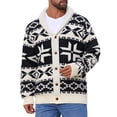 thumbnail image 4 of Suéter de punto con botones y cuello chal de manga larga para hombre XL negro beige, 4 of 6