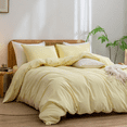 thumbnail image 3 of BESTOUCH Duvet Cover Set Full 100% Washed Cotton Linen Feel Soft Chic Lightweight 3Pcs (Light Yellow, 80"x90"), 3 of 8