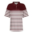 thumbnail image 3 of Susanny Women's Golf Polo T Shirts Color Block Striped Lightweight Moisture Wicking Short Sleeve Shirt Quick Dry 3-Button Wine L, 3 of 4
