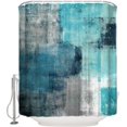 thumbnail image 5 of Teal Graffiti Shower Curtain Teal Green Gray Abstract Grunge Art Brush Oil Painting Polyester Bath Curtain with plastic hooks Fabric Shower Curtain for Bathroom Home Decorations, 36"x72", 5 of 6