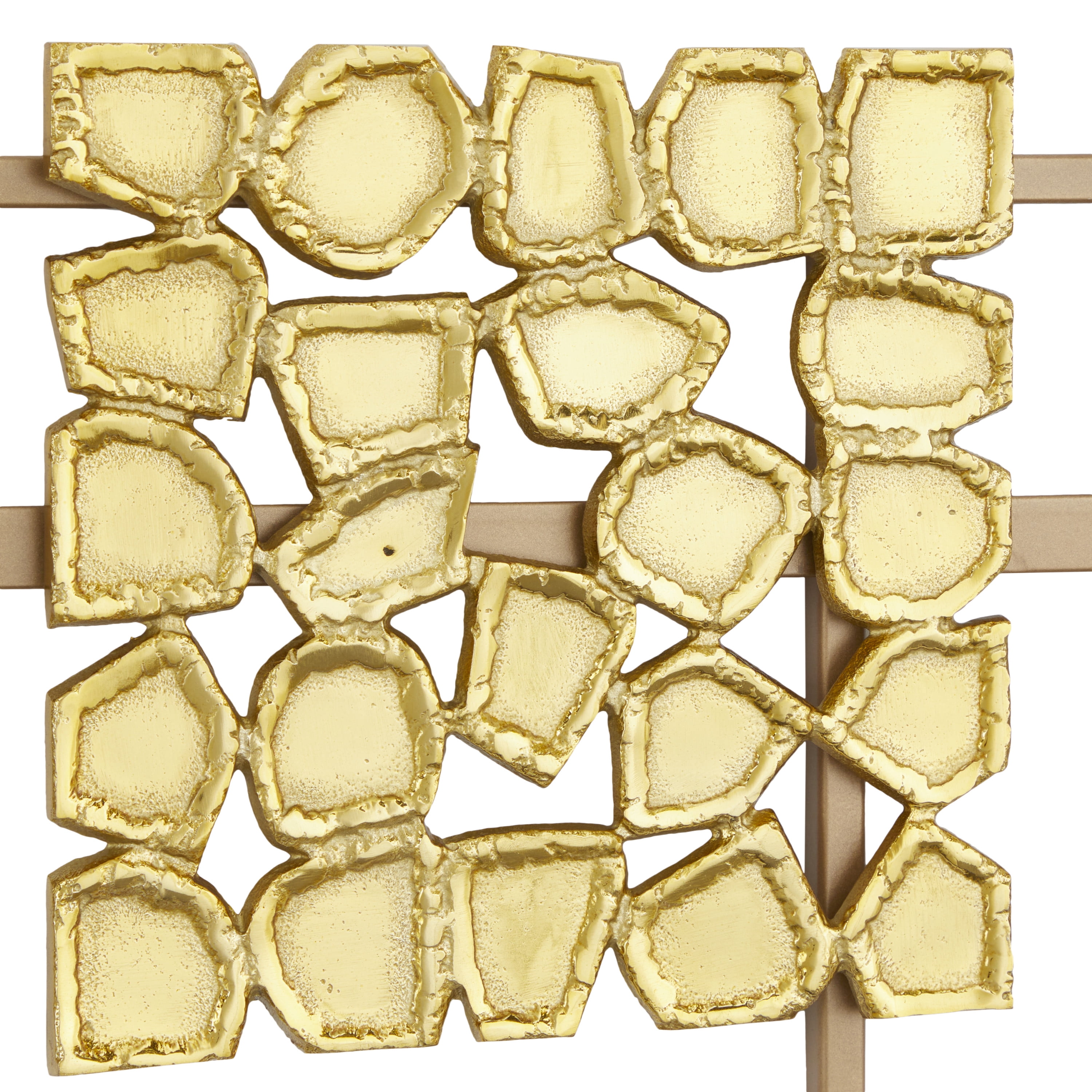 DecMode Gold Aluminum Geometric Wall Decor with Hammered Designs