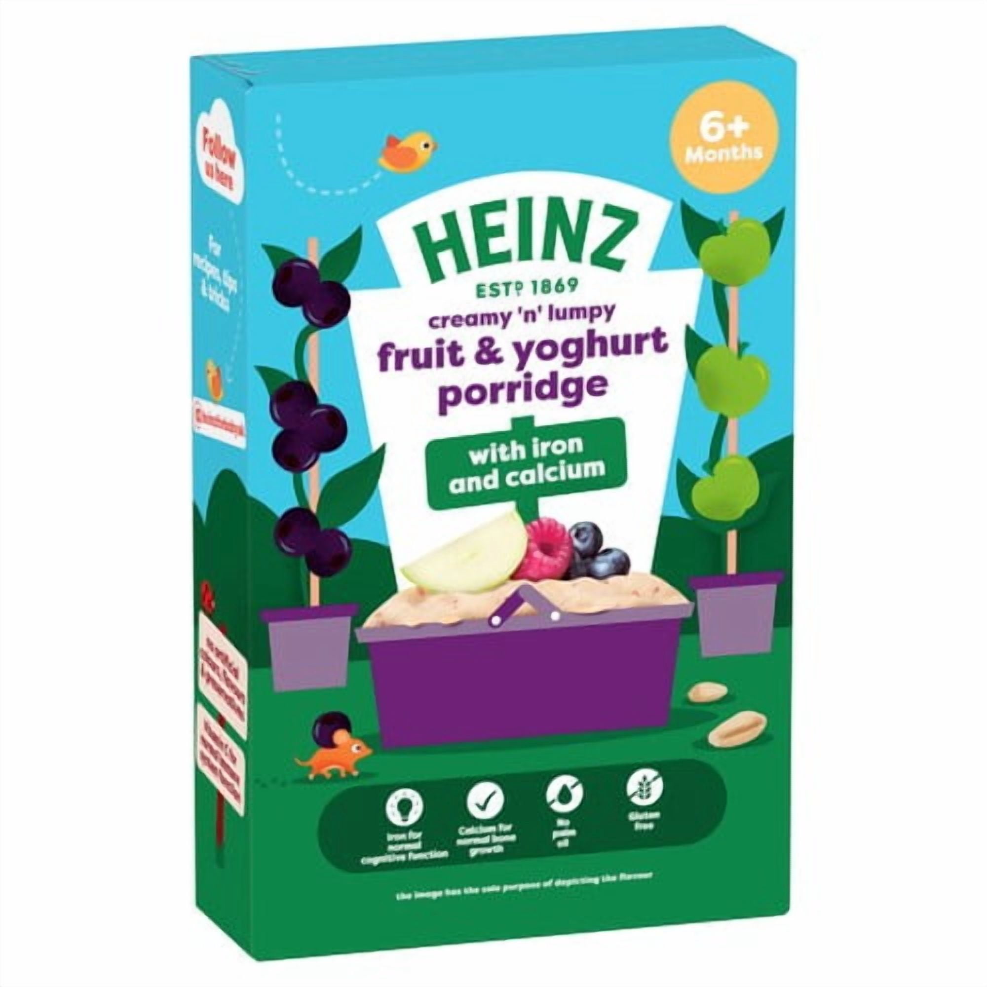 Heinz Fruit Yogurt Porridge Baby Food 6+ Months 125g, British Import (Pack of 2)
