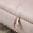 thumbnail image 5 of Storage Bench,Velvet Upholstered End of Bed Bench with One Pillow and Large Storage Space,Rectangular Chaise Lounge with Rolled Armrest for Living Room Bedroom, Light Pink, 5 of 5