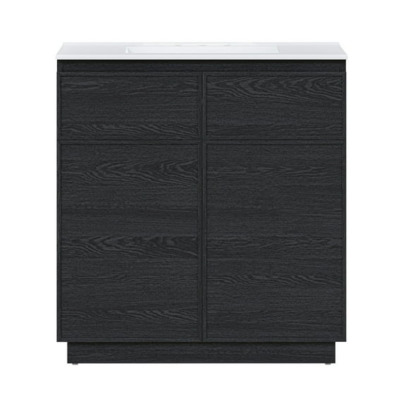 St. Tropez 36" Freestanding Bathroom Vanity in Black Oak with 3-Hole Widespread Sink Top