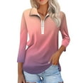 thumbnail image 1 of T-shirts pour Femmes Mode Féminine T-Shirt Imprimé Manches 3/4 Blouse Col Rabattu Décontracté, 1 of 8