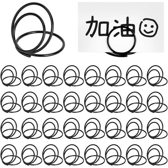 50pcs Round Table Number Holder Black Picture Clips Stand Memo Note Stand Mini Place Card Holders DIY