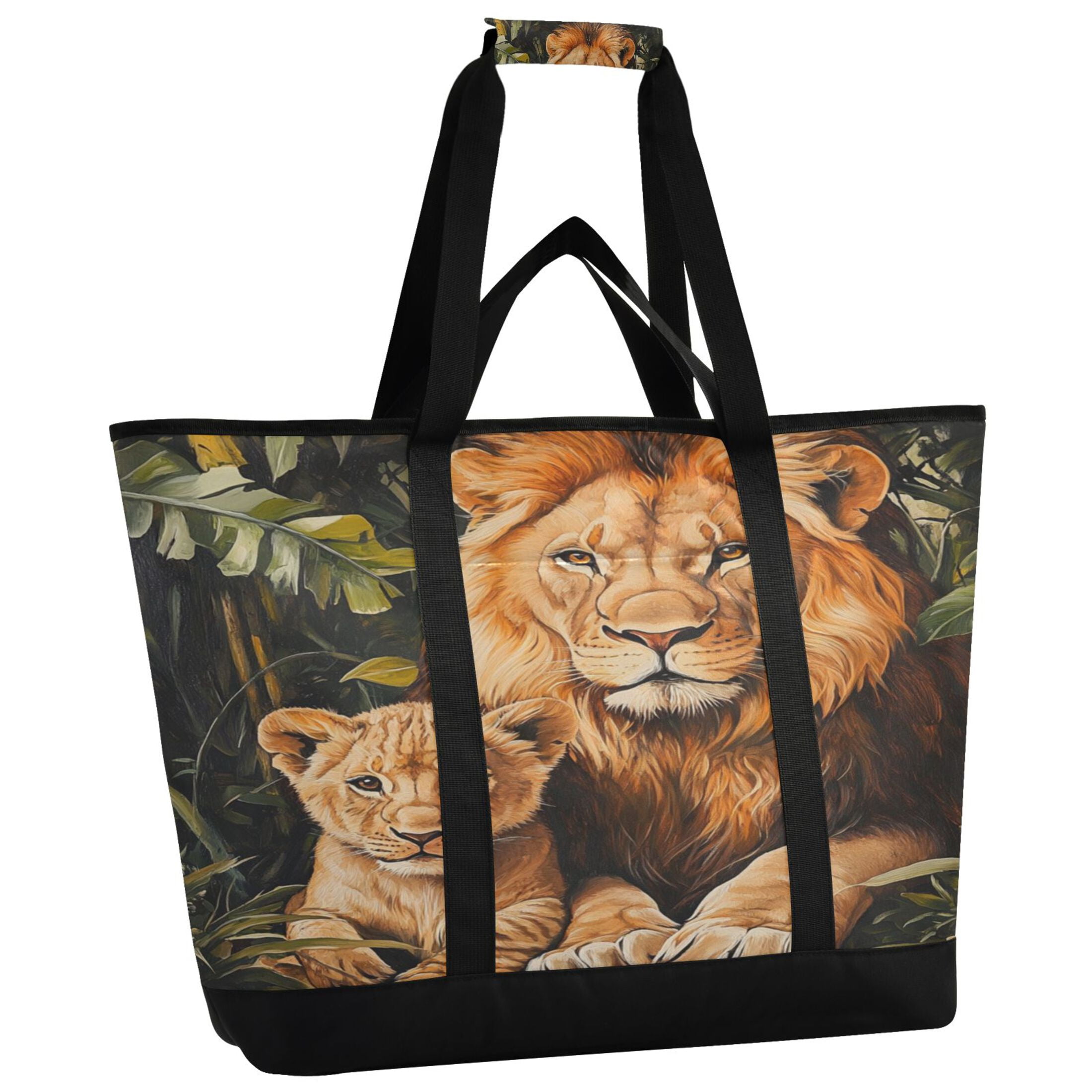 Large Hand-held Ice Pack Picnic Bag Insulation and Refrigeration Suitable for Shopping Picnics and Camping Yellow Lions